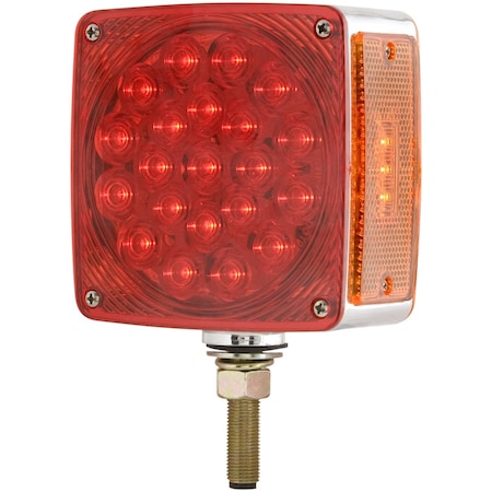 Optronics 42-Led Square Dual Face Red/Yellow Pedestal Mount Light With Side Marker Reflex; Passenger Side STL53ARPB